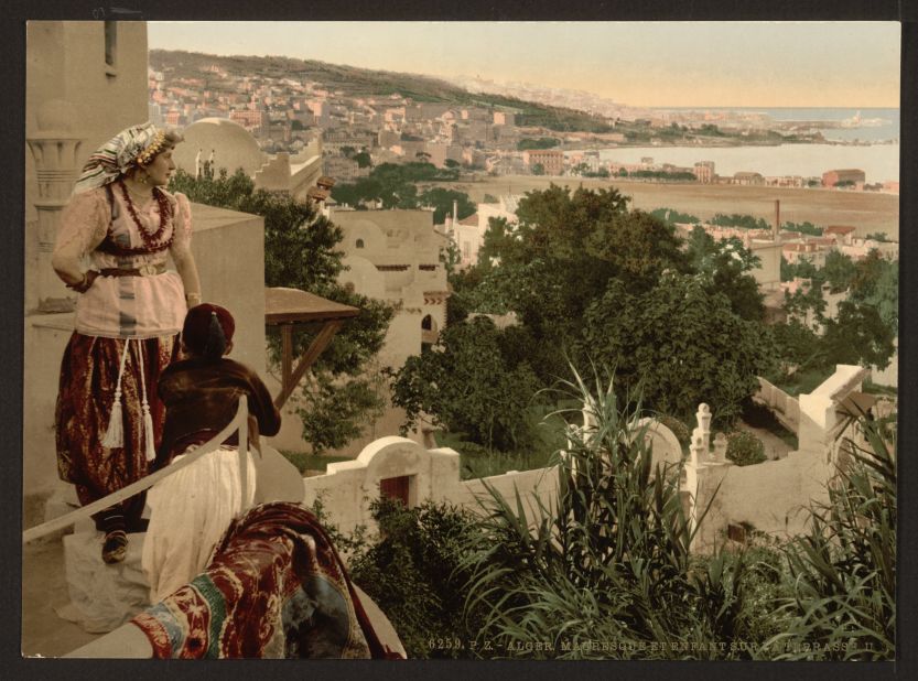 Woman and child on the terrace, Algiers. Despite depicting local people in their own environments, the colonial eye keeps "control of the frame," says Chopin. 