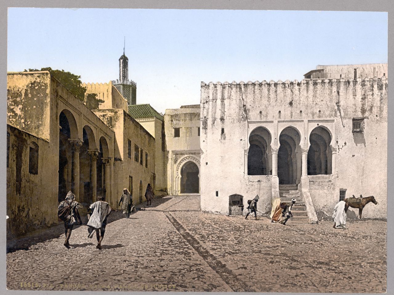 The Palace of Justice, Tangier, Morocco. Although not yet a colony at the time in which this photocrhom was taken, Morocco was nonetheless heavily influenced by Europeans, France and Spain later enforcing a protectorate.