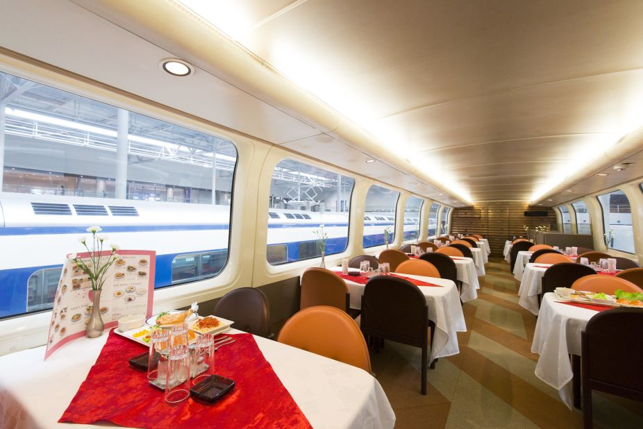 Visitors to the SCMAGLEV and Railway Park can dine in an actual bullet train car. 