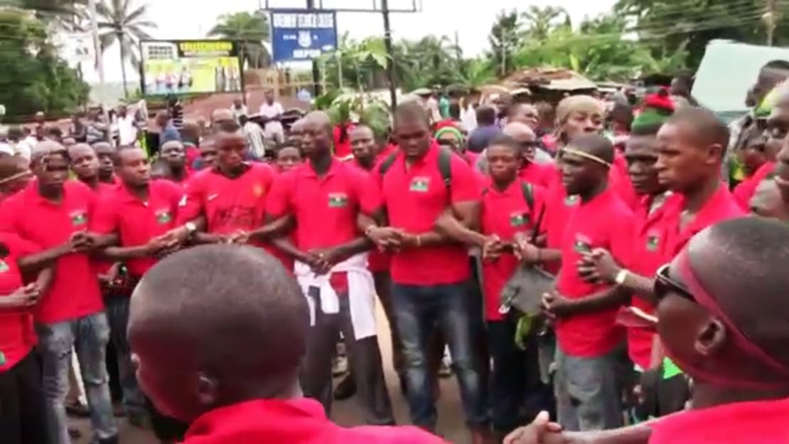 Pro-Biafran protestors gather in Onitsha, Nigeria on May 30 2016.