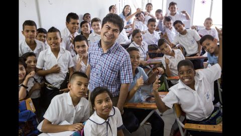 CNN Hero Jeison Aristizábal's nonprofit, ASODISVALLE, offers therapies, educational services and healthy meals for young people in Colombia living with a range of disabilities. The organization's school also welcomes students who are not disabled but want a quality education, such as the class pictured here.