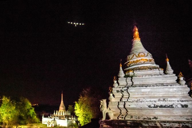Three weeks into its voyage, Solar Impulse 2 is pictured continuing its crossing over China.