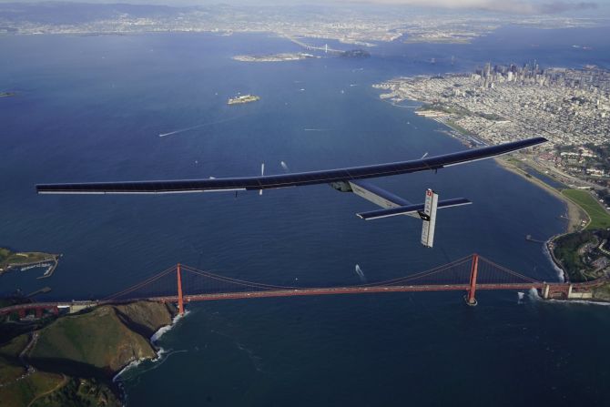 The plane completes the Pacific crossing, arriving in Mountain View, California, on April 23rd 2016.