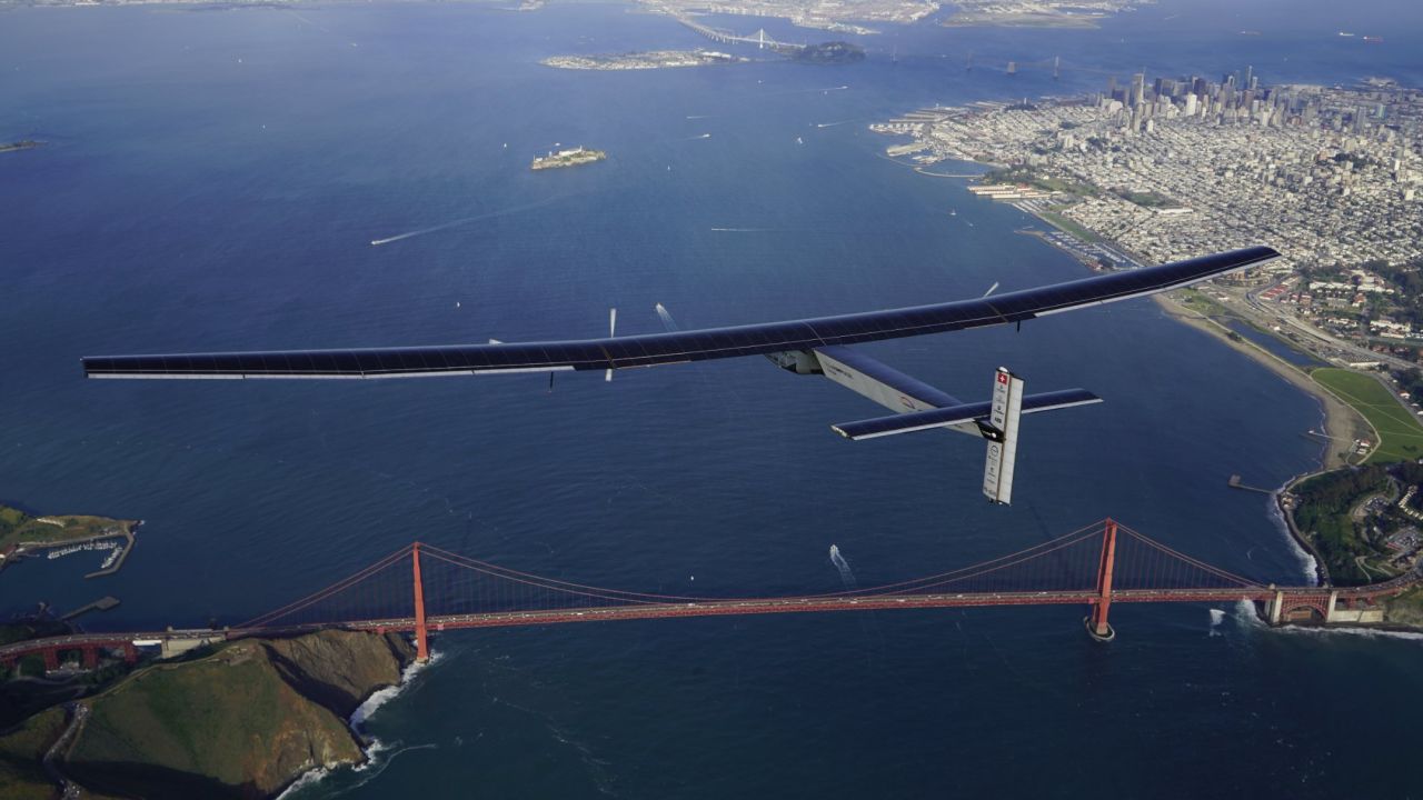 Mountain View, USA, April 23rd 2016: Solar Impulse landed at Moffett Airfield, completing the pacific crossing. Departed from Abu Dhabi on march 9th 2015, the Round-the-World Solar Flight will take 500 flight hours and cover 35000 km. Swiss founders and pilots, Bertrand Piccard and André Borschberg hope to demonstrate how pioneering spirit, innovation and clean technologies can change the world. The duo will take turns flying Solar Impulse 2, changing at each stop and will fly over the Arabian Sea, to India, to Myanmar, to China, across the Pacific Ocean, to the United States, over the Atlantic Ocean to Southern Europe or Northern Africa before finishing the journey by returning to the initial departure point. Landings will be made every few days to switch pilots and organize public events for governments, schools and universities.