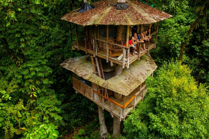 This sustainable tree house community in the Costa Rican rainforest is completely off the grid. Nearly 50 tree houses are connected by ziplines and suspension bridges.