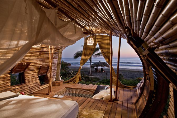 The tree house suite is ocean-facing and surrounded by palm trees. <a href="index.php?page=&url=http%3A%2F%2Fwww.playaviva.com%2F" target="_blank" target="_blank">Playa Viva</a> markets itself as a resort "Where your vacation meets your values".