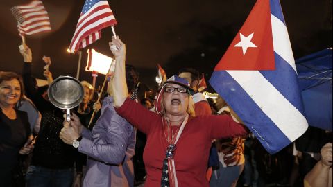 Cuban-Americans take to the streets of Miami's Little Havana neighborhood early Saturday, November 26, upon hearing the news of longtime Cuban leader Fidel Castro's death. Castro died at age 90 after ruling the island nation with an iron hand for nearly half a century.