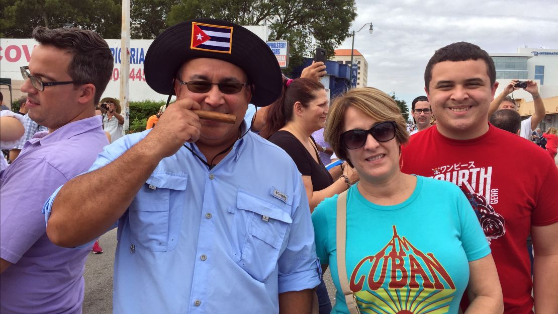 Jose Soto, with his wife, Alicia, and son Jorge in Miami, touts the "smell of freedom" coming to Cuba.