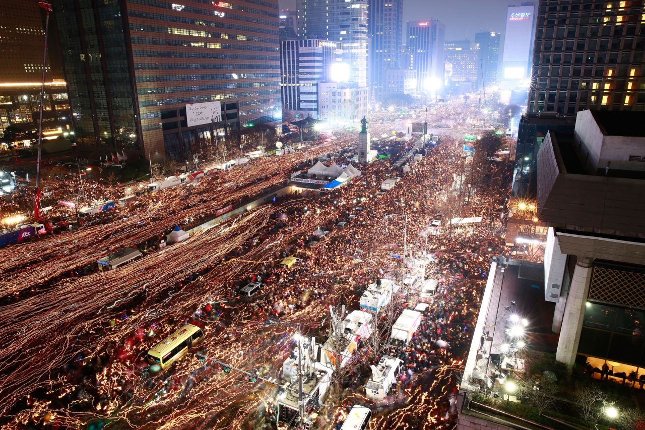 Thousands of South Koreans take to  the streets of Seoul to demand President Park Geun-Hye step down on November 26, 2016 in South Korea. (Read the full story <a href="http://edition.cnn.com/2016/11/26/asia/south-korea-mass-protests/index.html" target="_blank">here</a>)