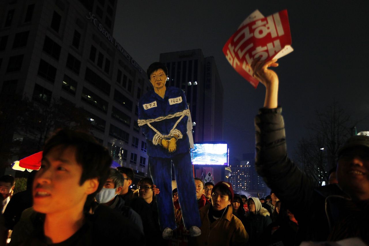 Approval ratings for South Korean President Park Geun-hye have dipped into single digits since the accusation that she allowed her confidante, Choi Soon-sil, who does not hold an official government post, view confidential documents and presidential speeches. (Read the full story <a href="http://edition.cnn.com/2016/11/26/asia/south-korea-mass-protests/index.html" target="_blank">here</a>)