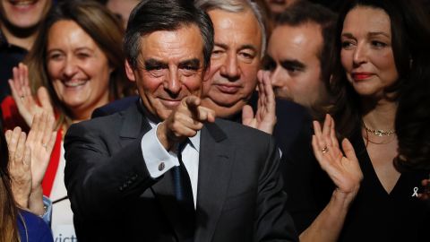 Francois Fillon after giving a speech at a campaign rally in Paris on Friday.