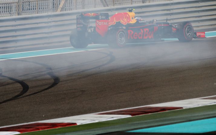 Red Bull's Max Verstappen comes to a halt after spinning on lap one of the Abu Dhabi Grand Prix. The Dutch teen recovered to finish fourth.
