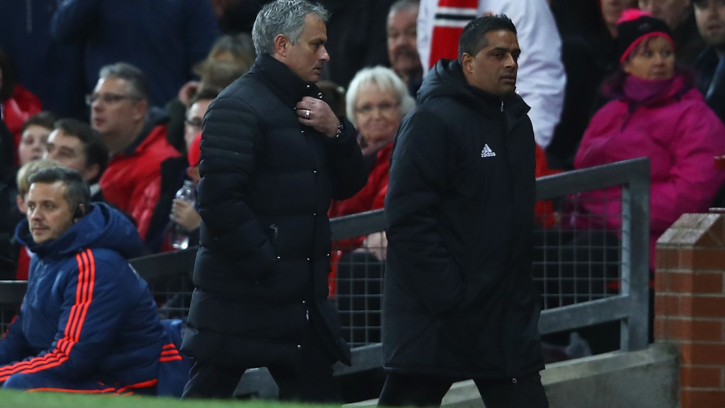 Jose Mourinho makes his way to the stands shortly after being sent off by referee Jonathan Moss. 
