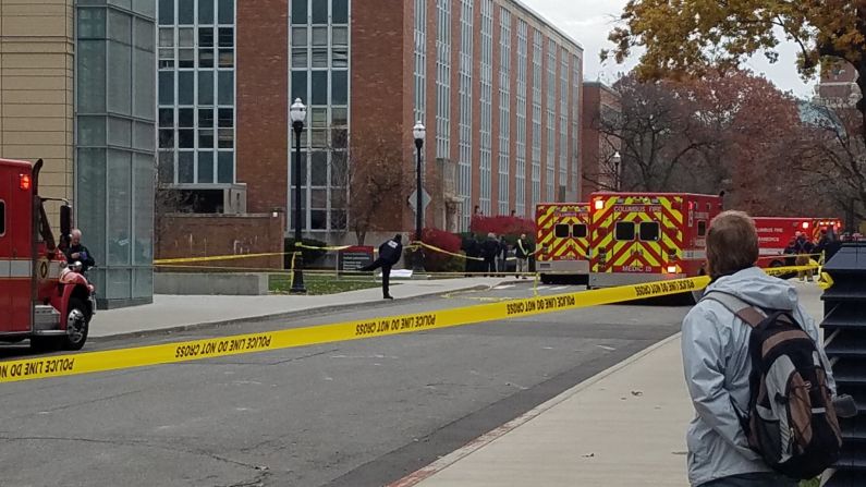 "There's at least one body bag present in front of Koffolt Labs," <a  target="_blank" target="_blank">The Lantern tweeted during the lockdown.</a> "OSU police still advising to take shelter. Situation not under control." The suspect in the Ohio State University attack rammed his car into a group of pedestrians before using a butcher knife to cut several people, OSU officials said. At least 11 people were hospitalized. The suspect was killed.