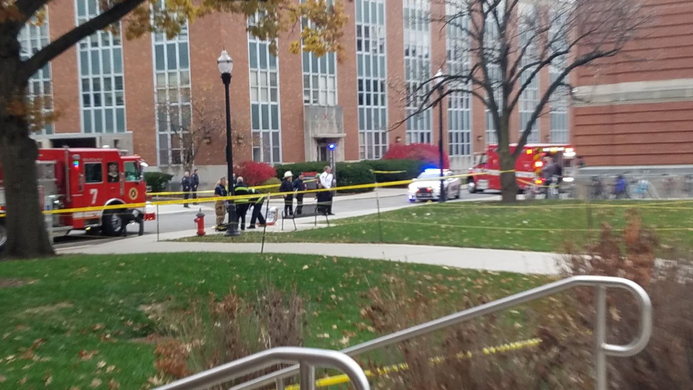 "Police are continuing to secure the area," The Lantern tweeted with this photo. "Follow @OSUPOLICE for updates."