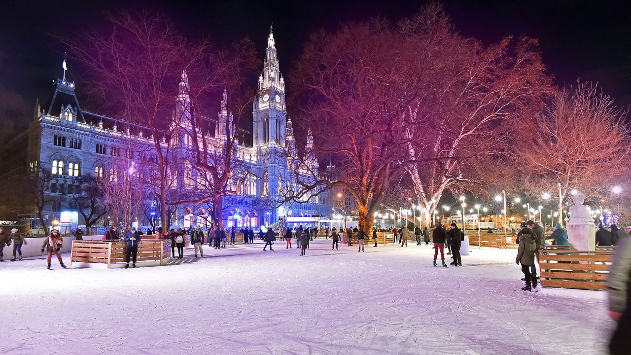 Christmas on ice: A huge skating rink is part of the attraction of Vienna's Christmas Market.