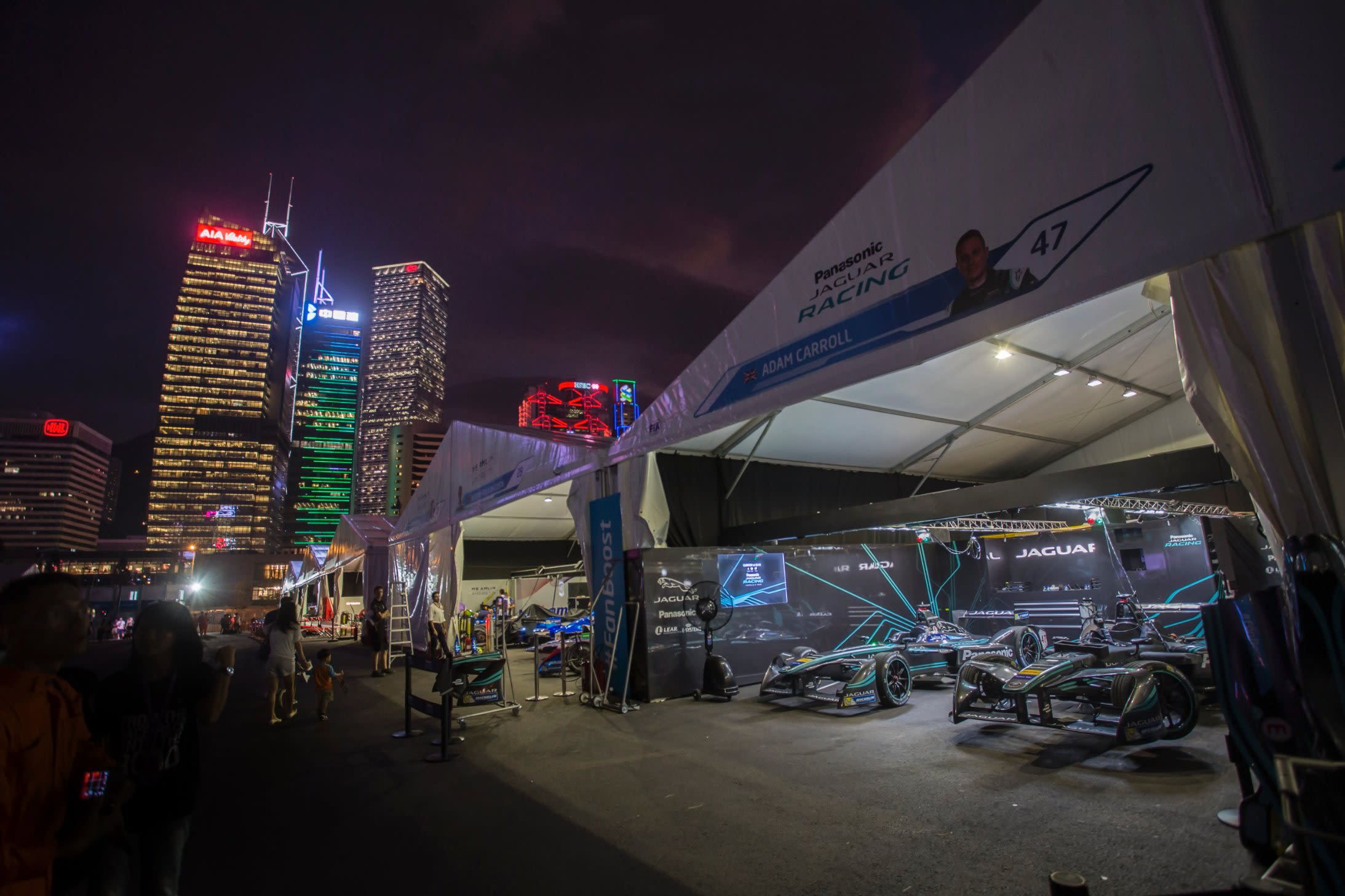 Hong Kong's towering skyline provided the backdrop to the race on the streets around the Central Harborfront. The pit lane featured a new name, with the Jaguar Racing team entering Formula E for the first time.