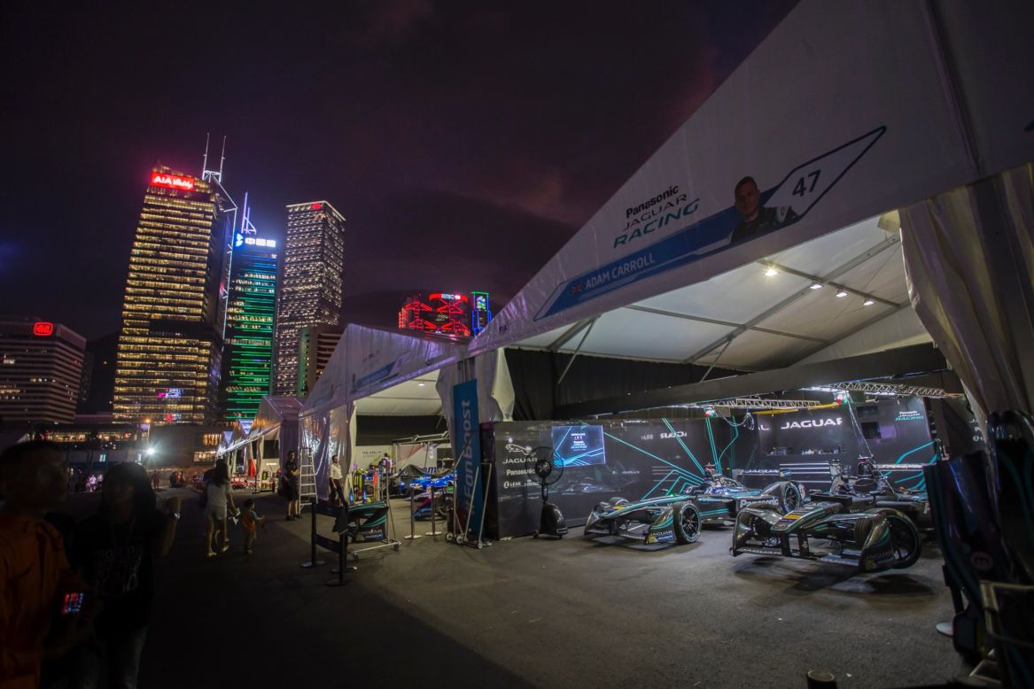 Hong Kong's towering skyline provided the backdrop to the race on the streets around the Central Harborfront. The pit lane featured a new name, with the Jaguar Racing team entering Formula E for the first time.    