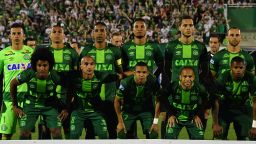 Brazil's Chapecoense players pose for pictures during their 2016 Copa Sudamericana semifinal second leg football match against Argentina's San Lorenzo  held at Arena Conda stadium, in Chapeco, Brazil, on November 23, 2016. / AFP PHOTO / NELSON ALMEIDANELSON ALMEIDA/AFP/Getty Images