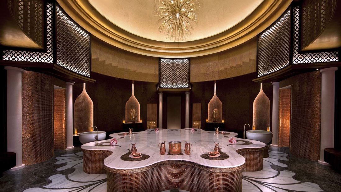 The waterfront spa is home to a massive marble-filled hammam space. It offers a popular 45-minute six-step hammam including a sauna and steam, a pressure-point facial and head massage, an olive foam massage, a coffee body polish, a cooling rinse and finally Turkish refreshments. 