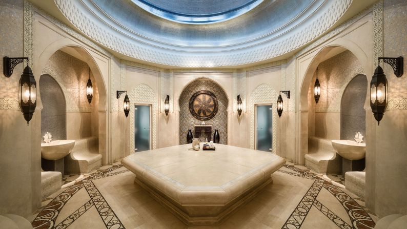 The most sumptuous package pampers guests with a 24-carat gold facial and diamond-infused oil. The six-hour session includes a hammam using gold soap and a gold clay body mask.