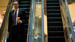 Steven Mnuchin, finance chairman for the Trump campaign, arrives at Trump Tower, November 15, 2016 in New York City. 