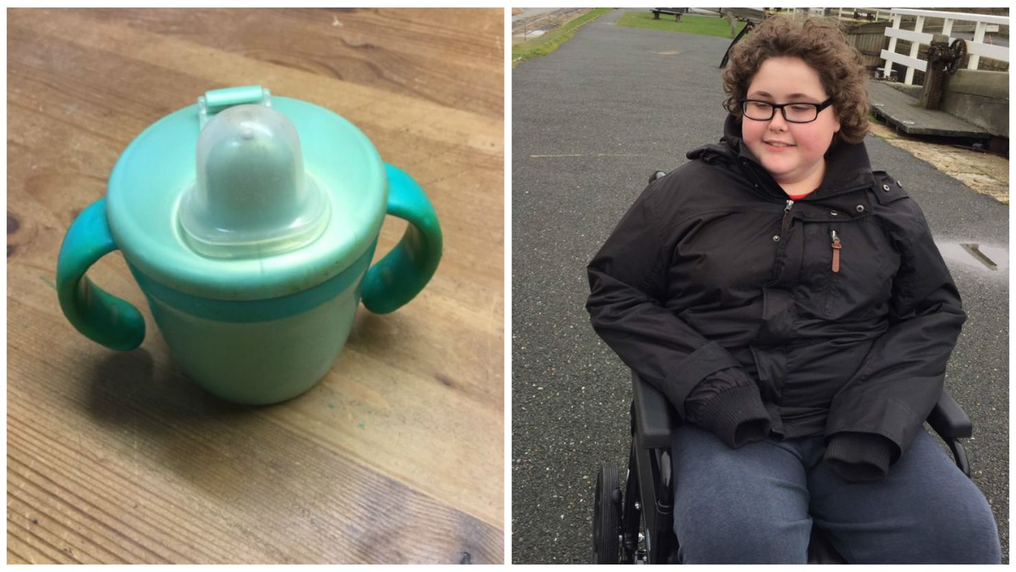 The original Tommee Tippee cup used by autistic boy Ben Carter.