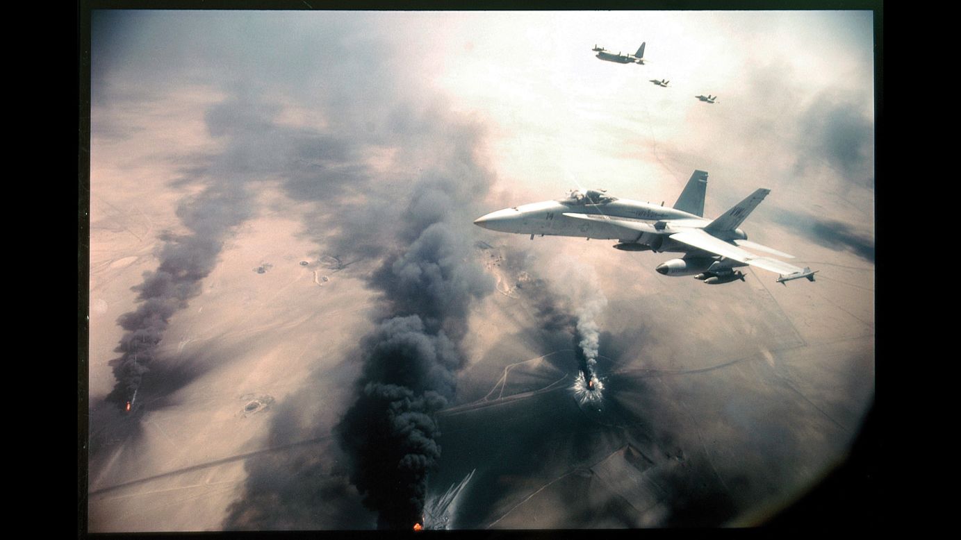 Leifer is renowned for his sports photography, but his career has been more than that. In 1991, he took this photo of US jets flying over burning oil fields in Kuwait. "That is a particular favorite of mine," he said. "Life magazine, during the first Gulf War, decided to go weekly again -- they hadn't published a weekly magazine since 1972. I was hired, not to shoot, but to go to Saudi Arabia and be a picture editor and edit film from our photographers in the field. When the war was over, the Marines offered me the opportunity to fly over what had been the battlefield. Nobody showed up for it except for me and my assistant. I was up in a Marine C-135 refueling plane. Those F-18s are refueling. I asked if we could go over the oil fields, and they did."