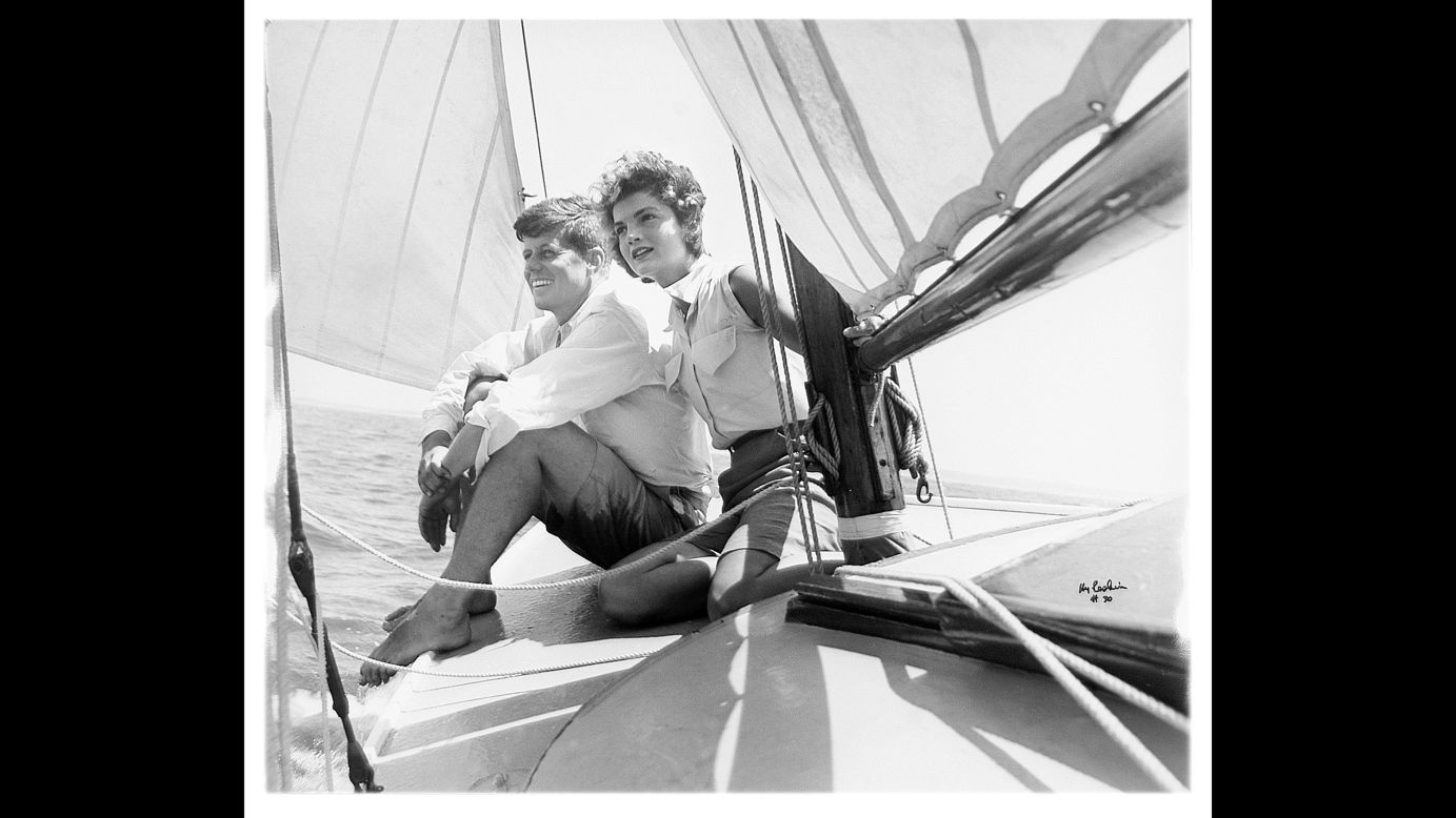 John F. Kennedy, then a US senator from Massachusetts, sails with his fiancee, Jackie, in this Hy Peskin photo that was on the cover of Life magazine in 1953. They were married later that year. "That's a very famous photo," Leifer said. "I was a big Peskin fan and I had a good relationship with him. I really wanted this in my collection."