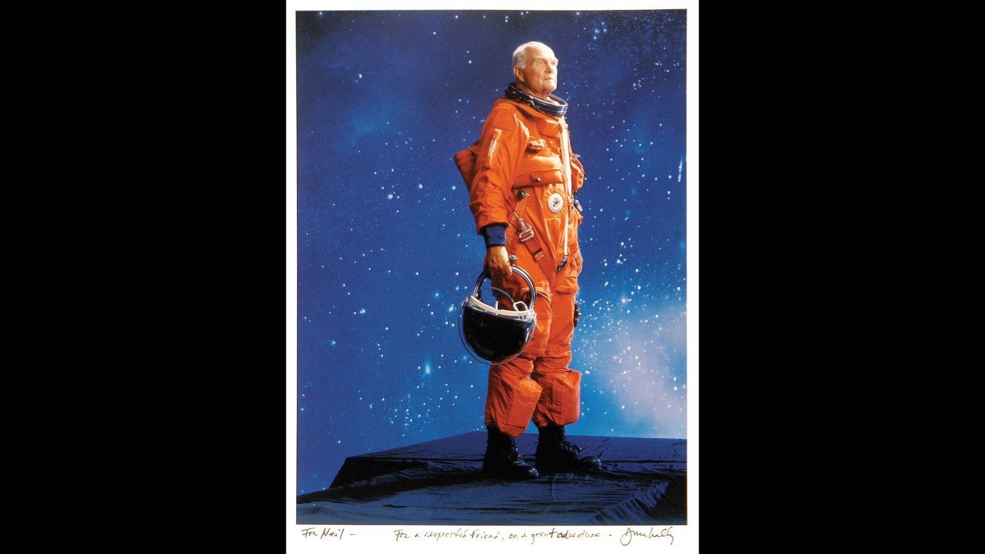 Joe McNally took this photo of former astronaut John Glenn in 1998. Glenn was the first American to orbit Earth.