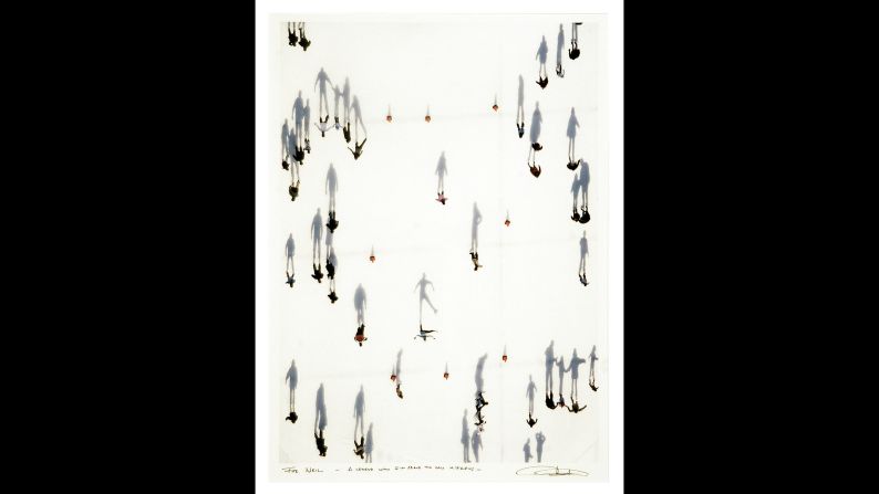 Vincent Laforet took this aerial shot of ice skaters in 2004.