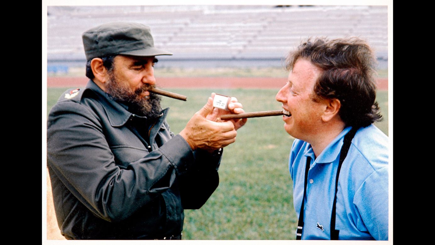 Cuban leader Fidel Castro lights Leifer's cigar in 1984. This photo is not part of the auction. "We did a pre-Olympic photo essay for Time magazine," Leifer recalled. "The idea was to shoot photographs of top athletes from all around the world from each country -- potential Gold Medal winners. The idea was to photograph them in front of (a) picture postcard of their country. The front of the magazine was Carl Lewis. I photographed him in front of the Statue of Liberty. I went to the Cubans and said I would like to do one of the great Cuban athletes ... a boxer named Teofilo Stevenson. ... Unlike the other countries, the picture postcard of Cuba was Fidel Castro. They eventually approved the shoot. For years, I have always ended every session with a photograph of me and the subject. One day you get older and you want to look back at this sort of thing. I asked Fidel Castro when we finished our shoot, 'Can I get a picture with you?' When he was ready to pose, I said: 'I've got a particular picture in mind. I would love to have you lighting my cigar.' "