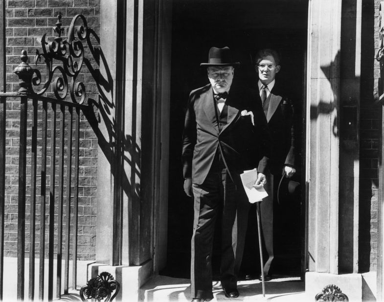 Prime Minister Winston Churchill Downing Street in London. He was Prime Minister of the United Kingdom from 1940-45 and again from 1951-55. 