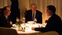 Reince Priebus, incoming White House Chief of Staff, President-elect Donald Trump and Mitt Romney dine at Jean Georges restaurant, November 29, 2016 in New York City. 