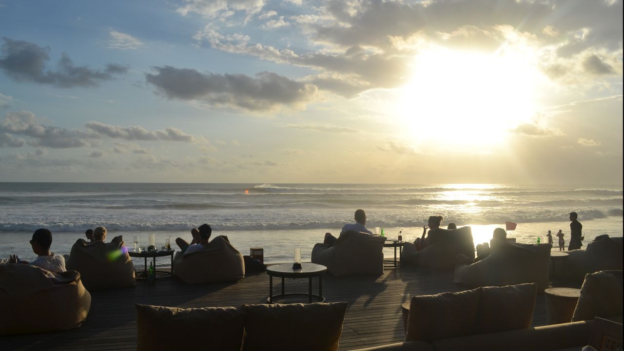 The real show-stealer at the Alila resort in Seminyak, Bali, is the ocean, with waves crashing in just yards from where you dine.