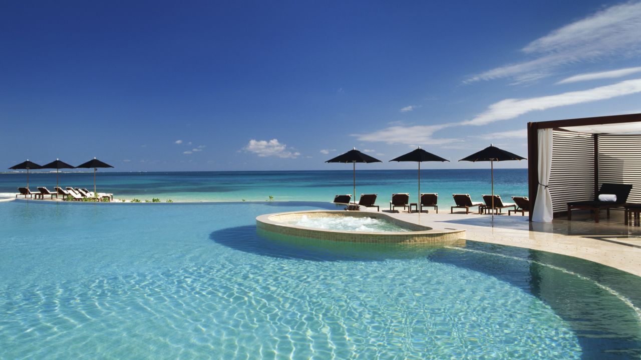 The Rosewood Mayakoba resort an hour south of Cancun boasts a mile-long arc of white Caribbean sand, just the ticket to take away any winter chills.