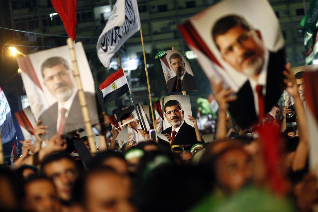 Supporters of former President Mohamed Morsi, leader of the Muslim Brotherhood, who was overthrown in a bloody coup which left President Abdel Fattah el-Sisi in power. 