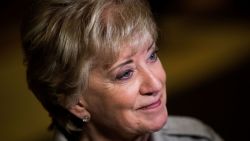 Linda McMahon, former CEO of World Wrestling Entertainment (WWE), speaks to reporters at Trump Tower, November 30, 2016 in New York City.