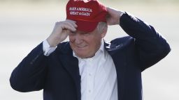 FILE - In this June 1, 2016, file photo, Republican presidential candidate Donald Trump wears his "Make America Great Again" hat at a rally in Sacramento, Calif. Trump's "Make America Great Again" hats proudly tout they are "Made in USA." Not necessarily always the case, an Associated Press review found. (AP Photo/Jae C. Hong, File)
