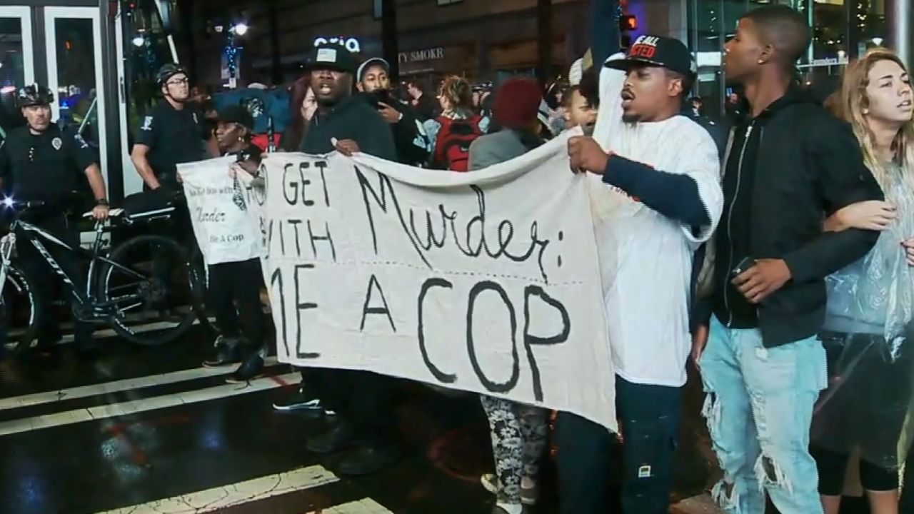 Protesters demand justice after the September 2016 shooting death of Keith Lamont Scott by a police officer in Charlotte. 
