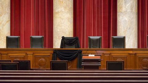 <strong>February 16:</strong> The chair of Supreme Court Justice Antonin Scalia is draped in black in Washington. <a href="http://www.cnn.com/2016/02/13/politics/supreme-court-justice-antonin-scalia-dies-at-79/" target="_blank">He died several days earlier</a> at the age of 79.
