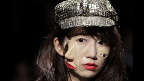<strong>March 16:</strong> A model presents a creation by designer Yoshikazu Yamagata during Tokyo Fashion Week.