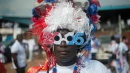 A supporter of Ghana's largest opposition party New Patriotic Party (NPP) is seen at the party manifesto launch in Accra on October 9, 2016. General elections are due in December 2016. / AFP / STEFAN HEUNIS (Photo credit should read STEFAN HEUNIS/AFP/Getty Images)