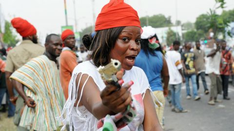 A protest after the 2008 election which saw delays in the announcement of the results.