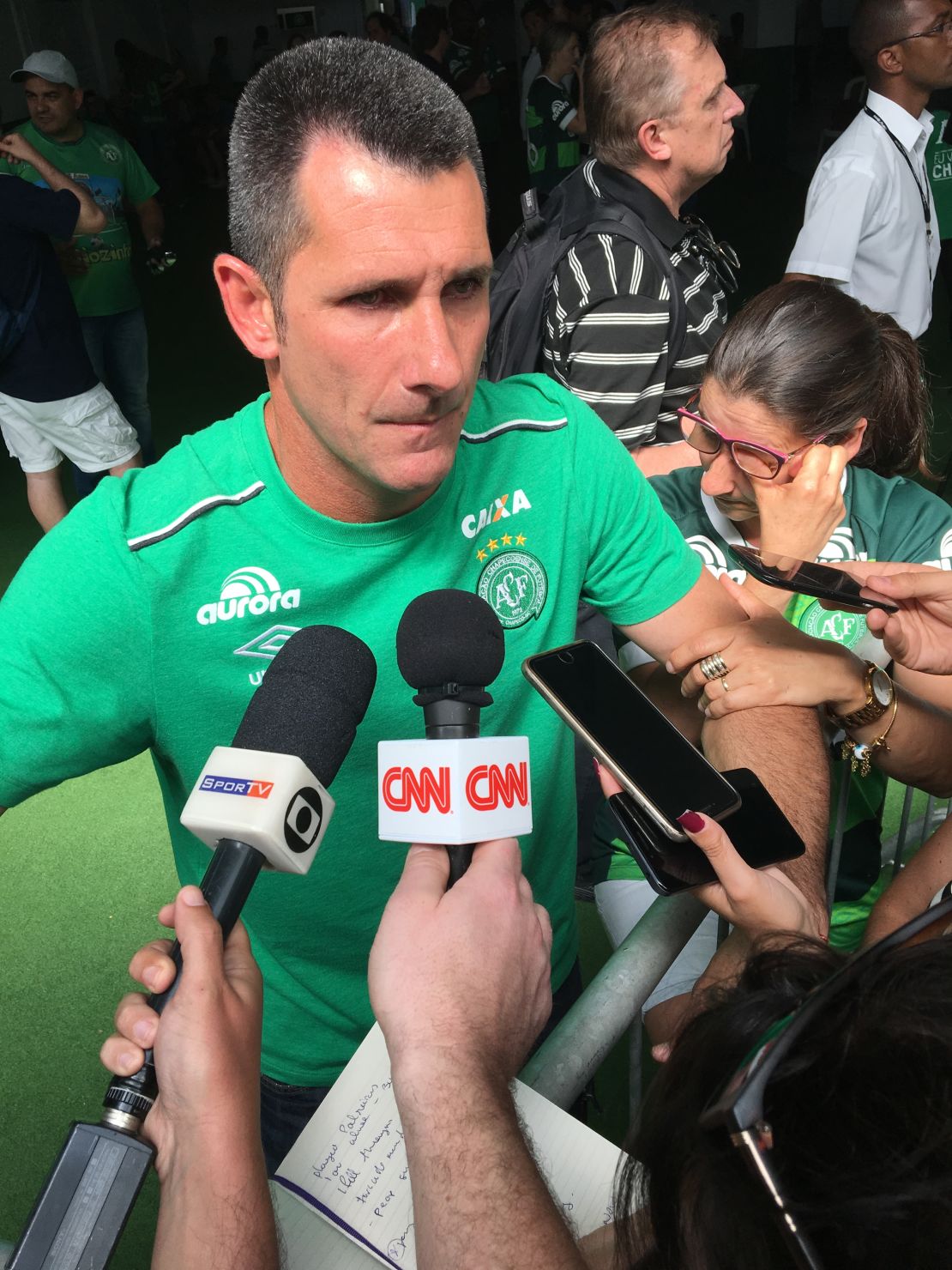 Nivaldo was consoled by his sister as he met reporters at Chapecoense's stadium in the aftermath of the fatal crash.