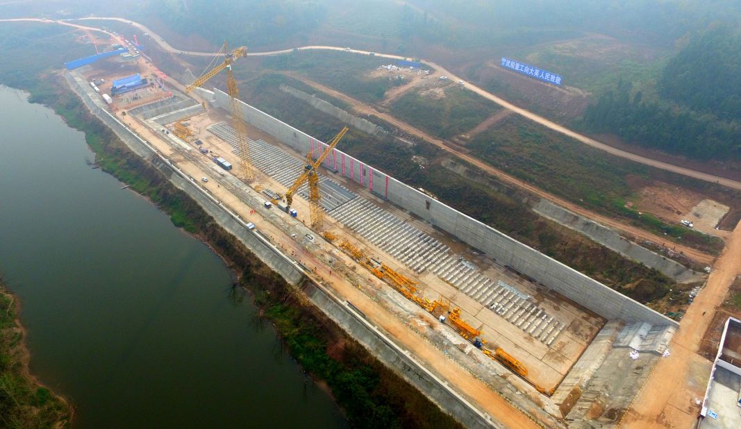 <strong>Permanently docked: </strong>The multimillion dollar project will include reproductions of the original Titanic's features, including a ballroom, theater and swimming pool, and will be permanently docked in a reservoir in the Qijiang River.