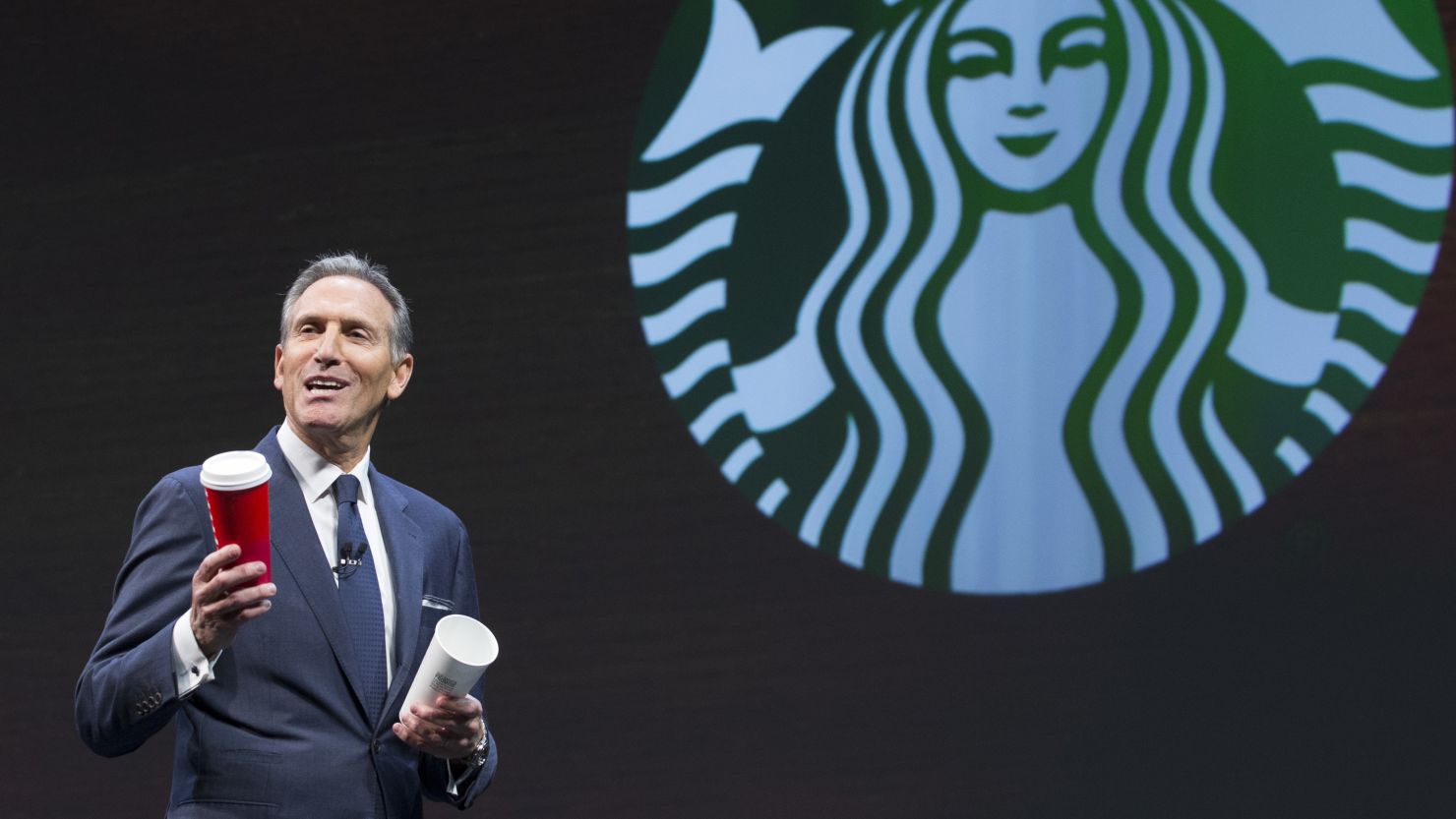 Starbucks CEO Howard Schultz speaks during the Starbucks Annual Shareholders Meeting on March 23, 2016 in Seattle, Washington. (Photo by Stephen Brashear/Getty Images)