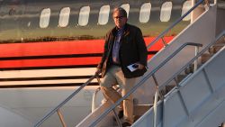 Steve Bannon gets off the plane with US President-elect  Donald Trump arrives at Cincinnati/Northern Kentucky International Airport in Hebron, Kentucky, for the start of the "USA Thank You Tour" at the US Bank Arena in Cincinnati, Ohio, December 1, 2016. 