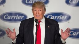 President-elect Donald Trump speaks to workers at Carrier air conditioning and heating on December 1, 2016 in Indianapolis, Indiana.