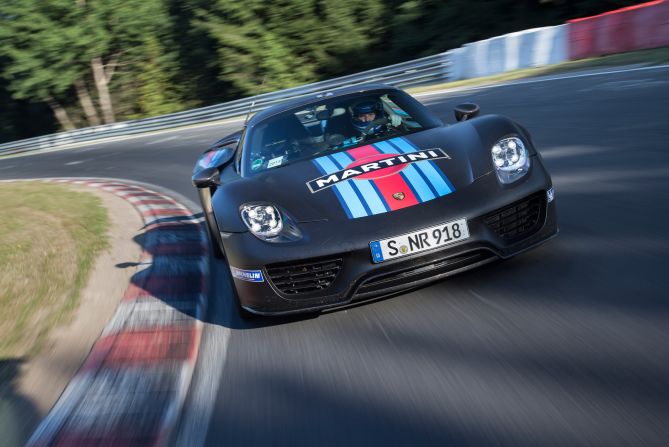 The Porsche 918 Spyder can travel short distances on electricity alone, or use that power to boost its V8 engine's performance.